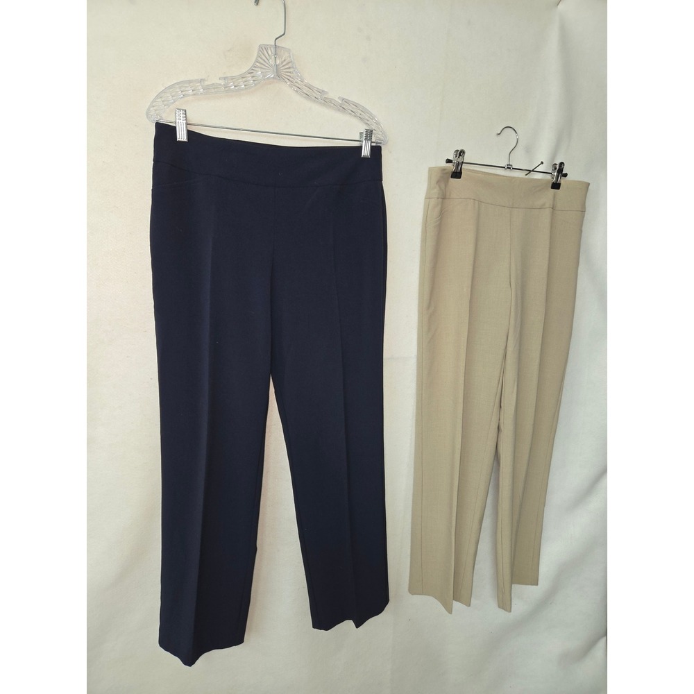Roz & Ali Petite 8 Dress Pants Bundle Navy Blue Khaki Pull On Workwear Trousers